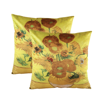 Velvet Printed Throw Pillow Covers - Sunflowers