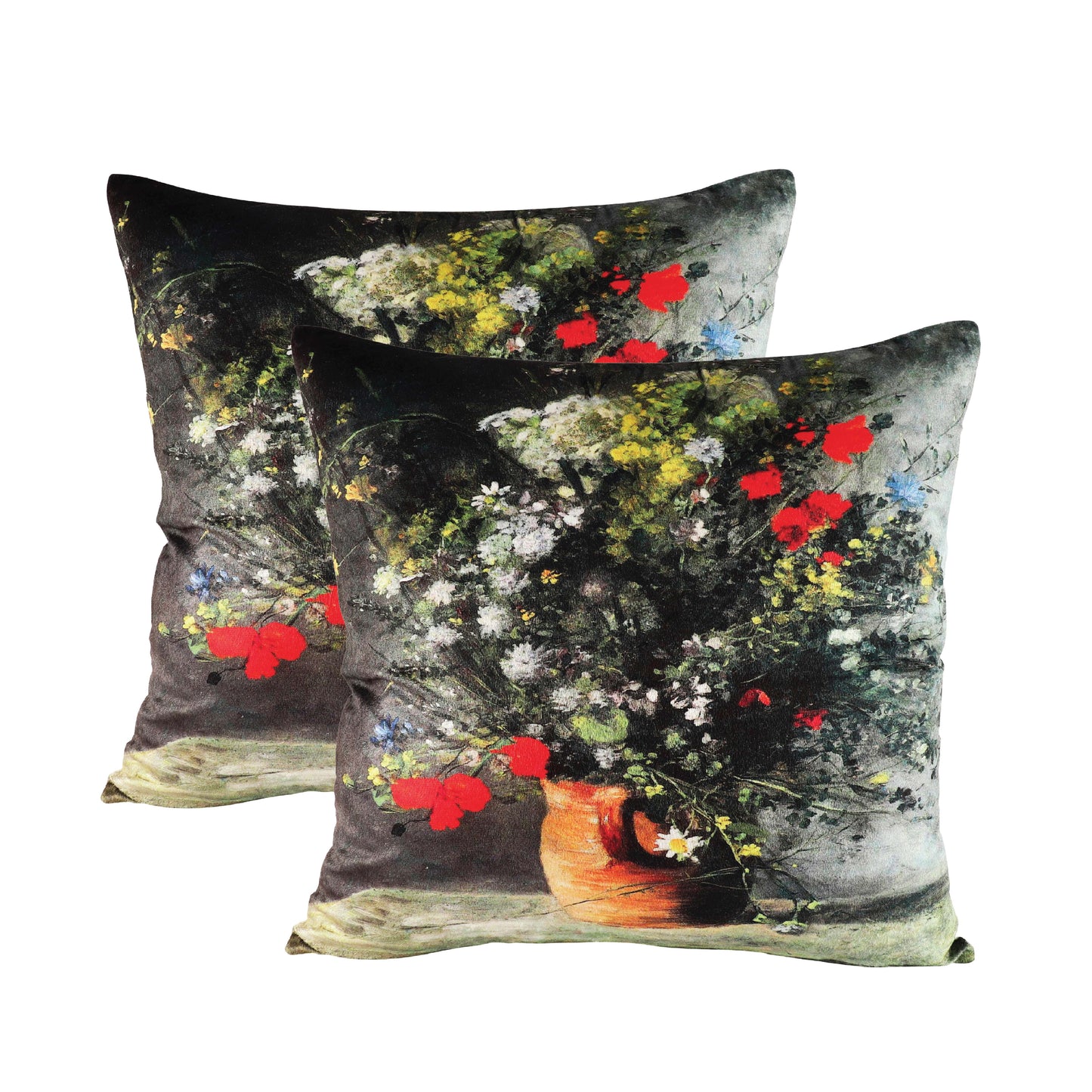 Velvet Printed Throw Pillow Covers - Flower in Vase