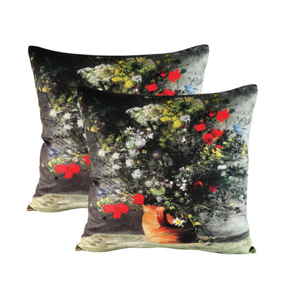 Velvet Printed Throw Pillow Covers - Flower in Vase