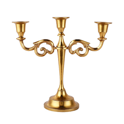 3 Arm Gold Metal Candelabra Candle Holders Home Decoration Centerpiece