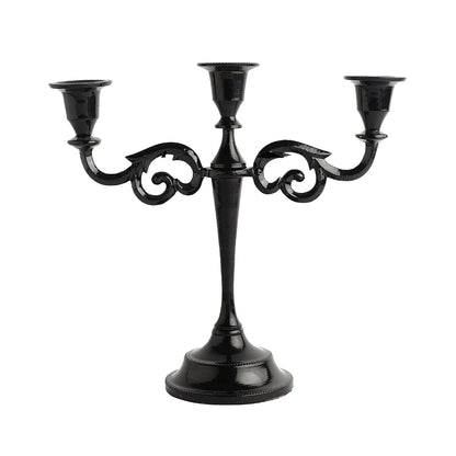 3 Arm Black Glossy Candelabra