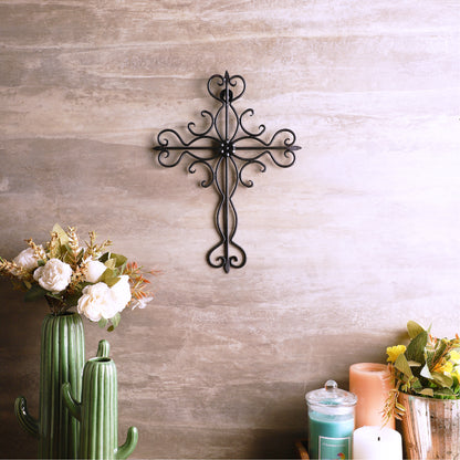 Fleur de lis Metal Wall Cross