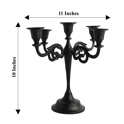 5 Arm Black Metal Candelabra Candle Holders for Home Decoration Centerpiece & Gifts