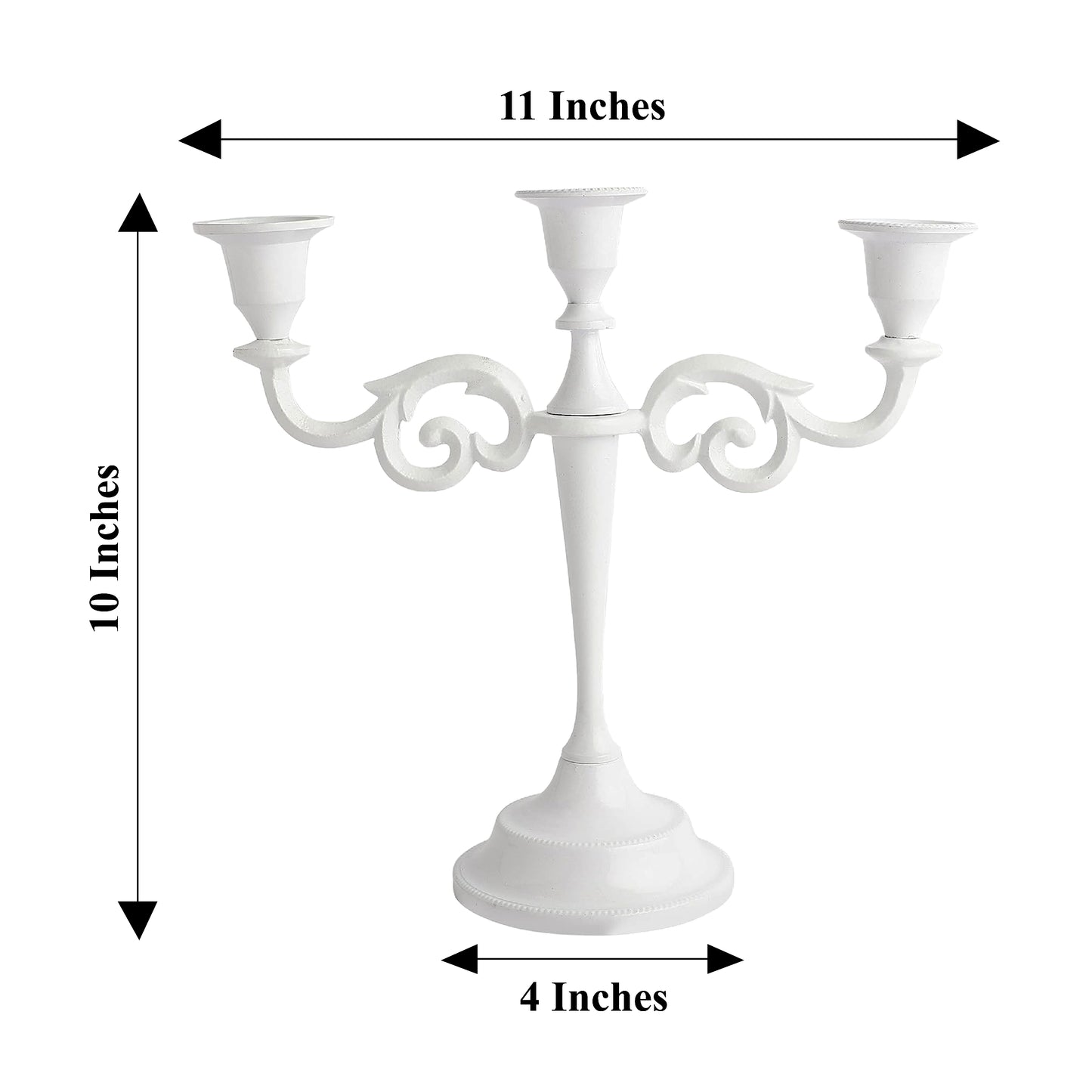 3 Arm Candelabra Candle Holder - White