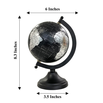 5" World Globe - Metallic Black