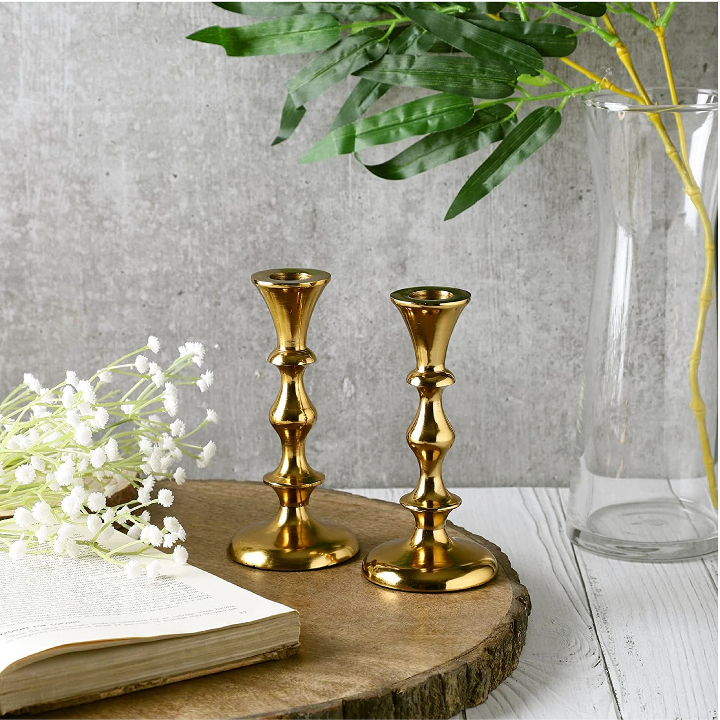 Best Quality Medium Candle Holder  in USA Set of 2 - Gold.