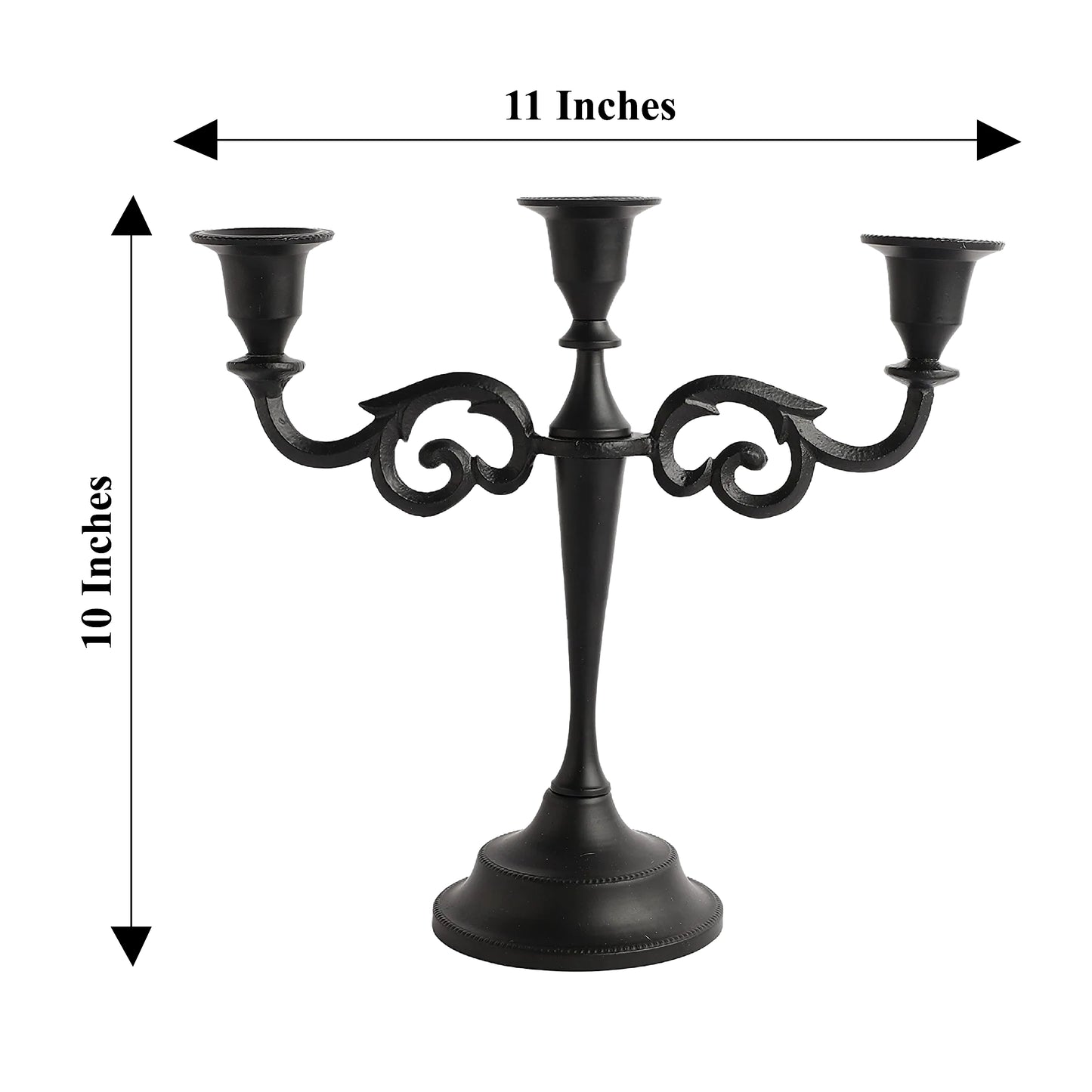 3 Arm Candelabra Candle Holder - Black