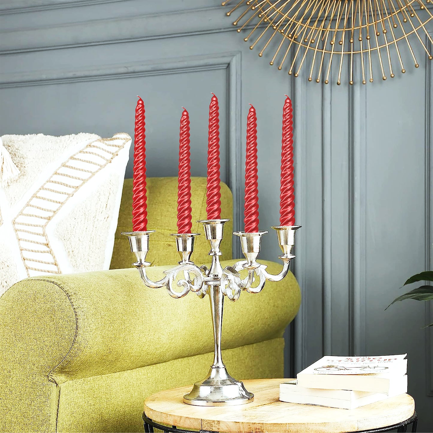 5 Arm Candelabra Candle Holder - Silver