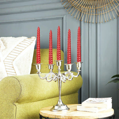 5 Arm Silver Metal Candelabra Candle Holders for Home Decoration Centerpiece & Gifts