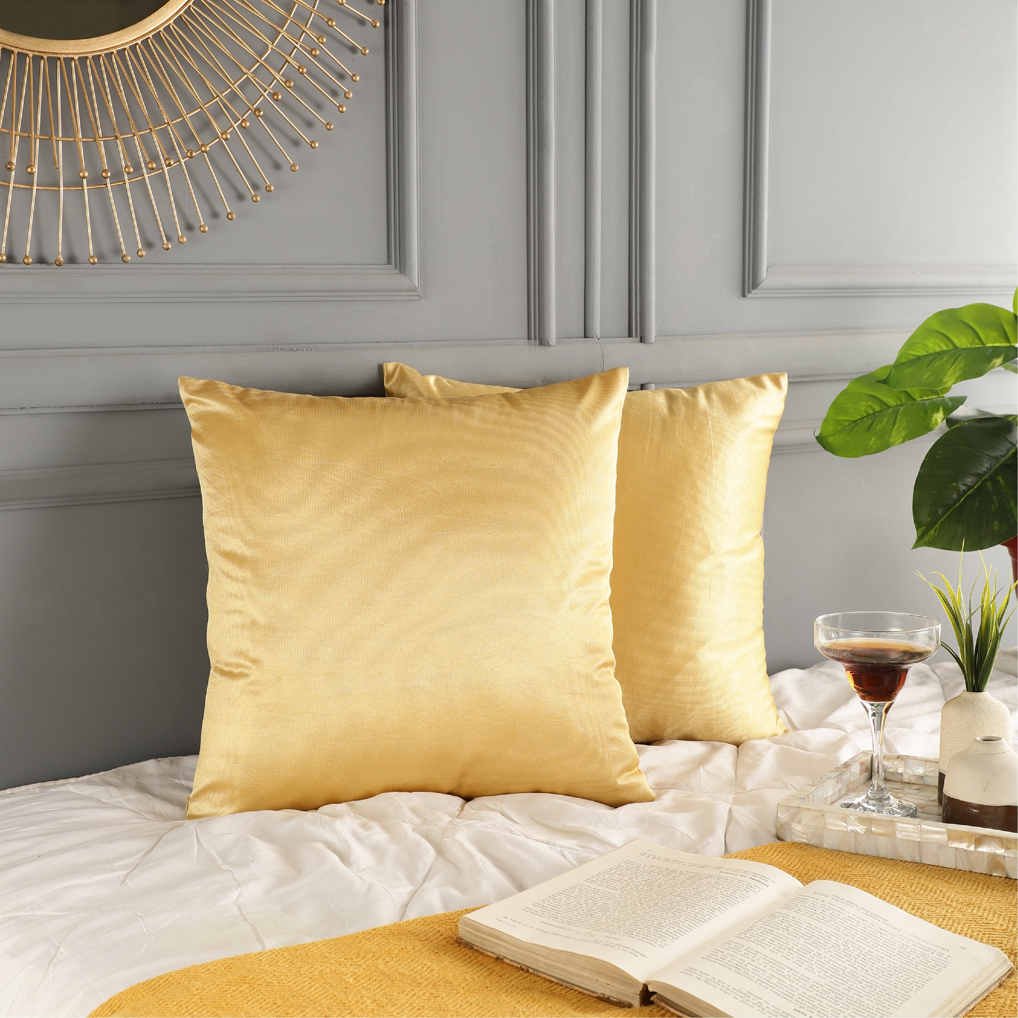 Polyester Throw Pillow Covers - Golden