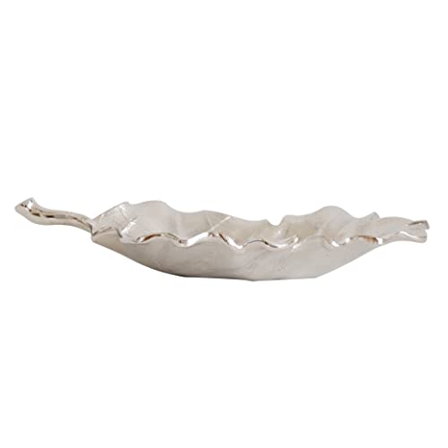 Rely+ Silver Decorative Tray, Leaf Jewelry Tray, Gift for Women, Medium