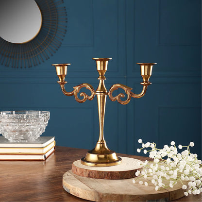 3 Arm Candelabra Candle Holder - Gold