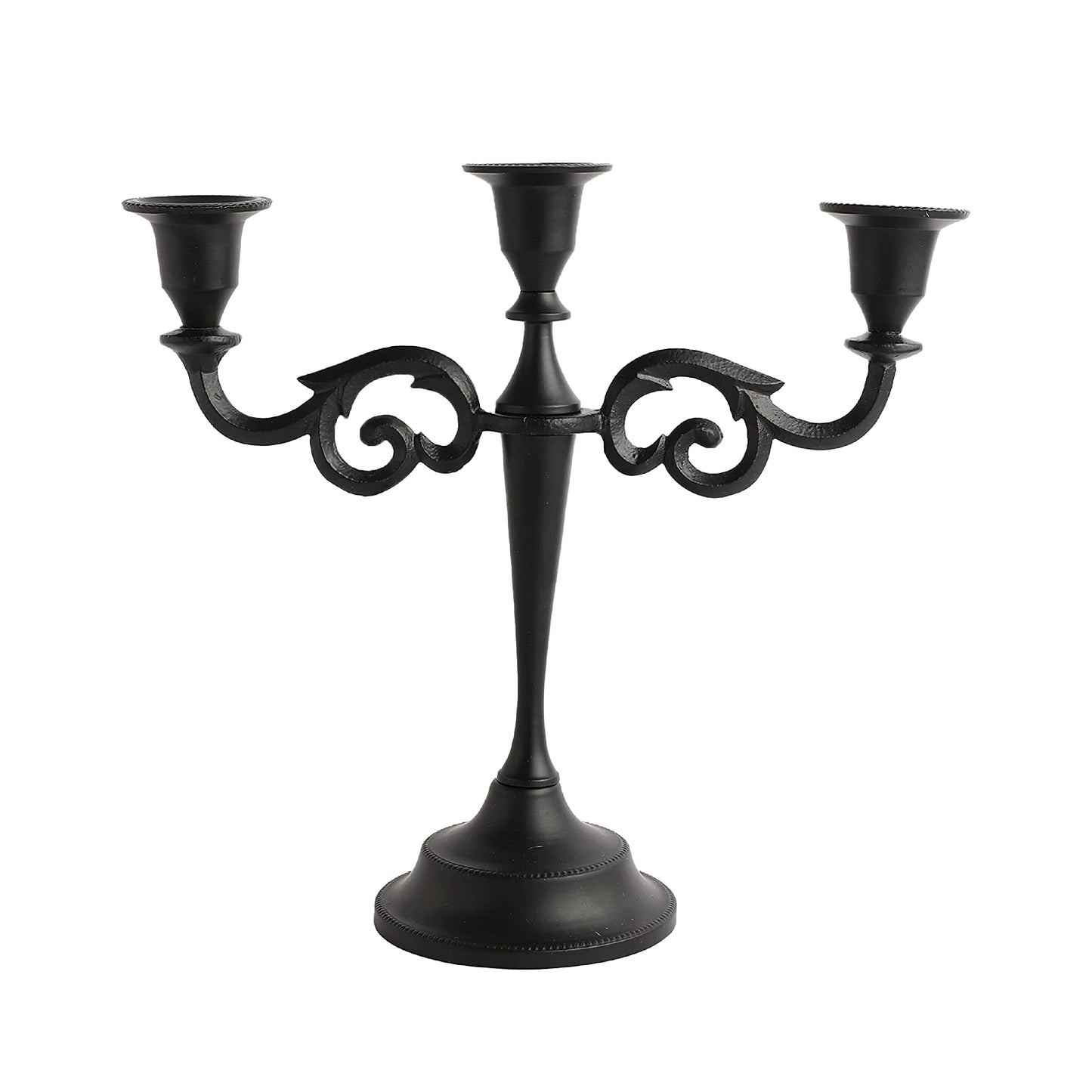 3 Arm Candelabra Candle Holder - Black