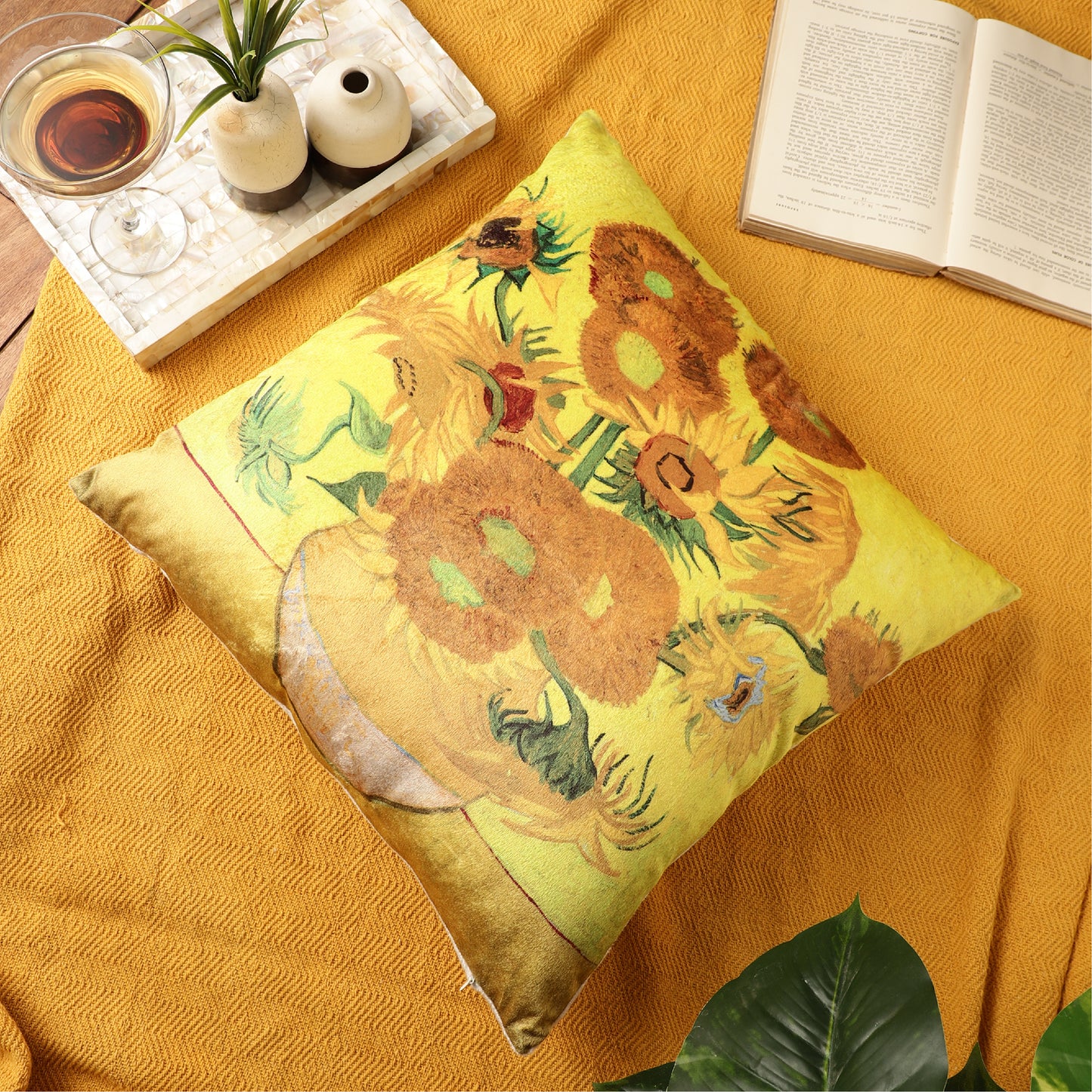 Velvet Printed Throw Pillow Covers - Sunflowers