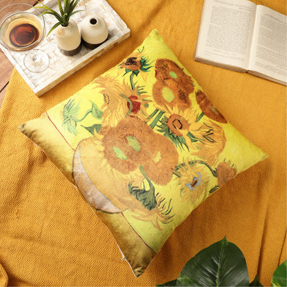 Velvet Printed Throw Pillow Covers - Sunflowers