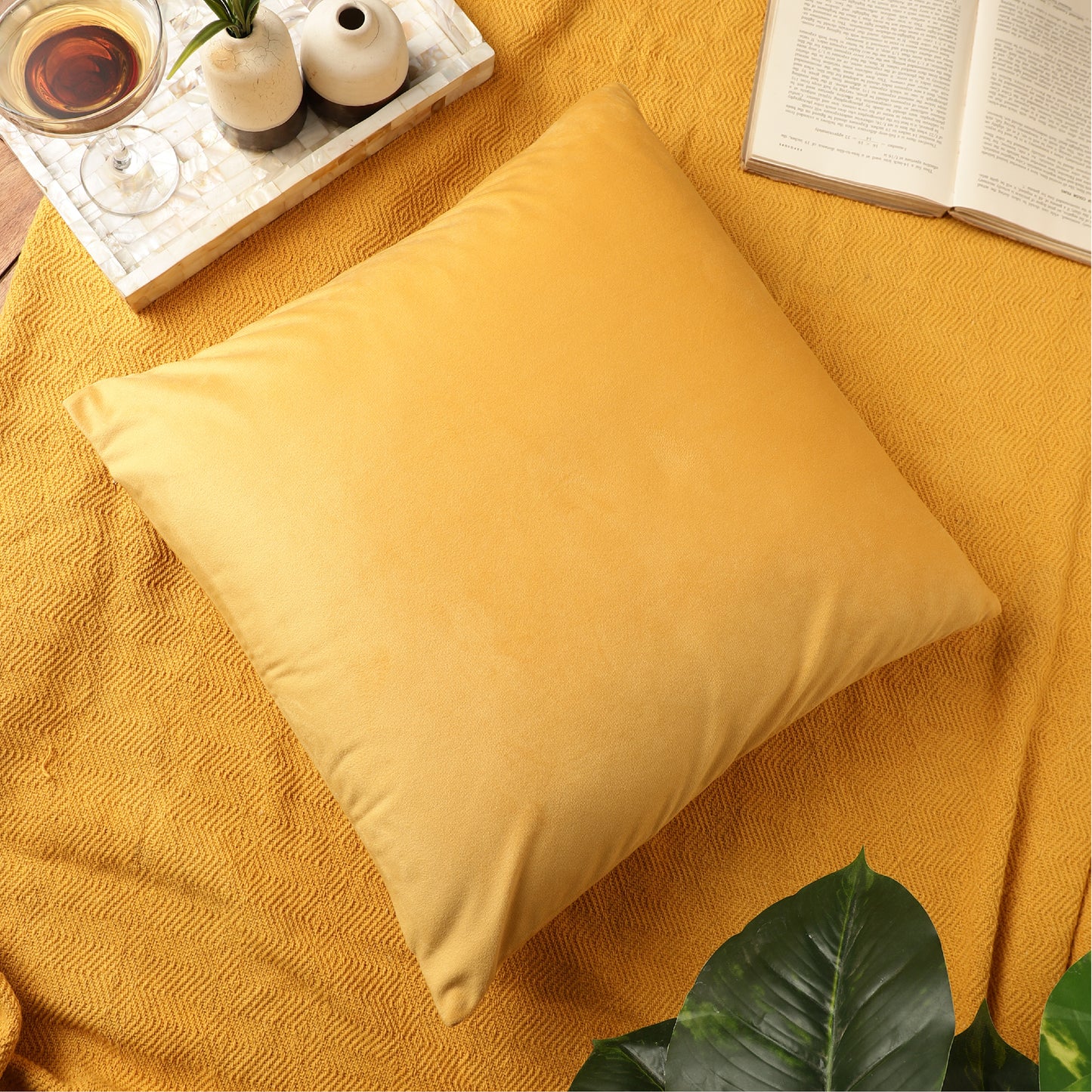 Velvet Throw Pillow Covers - Yellow