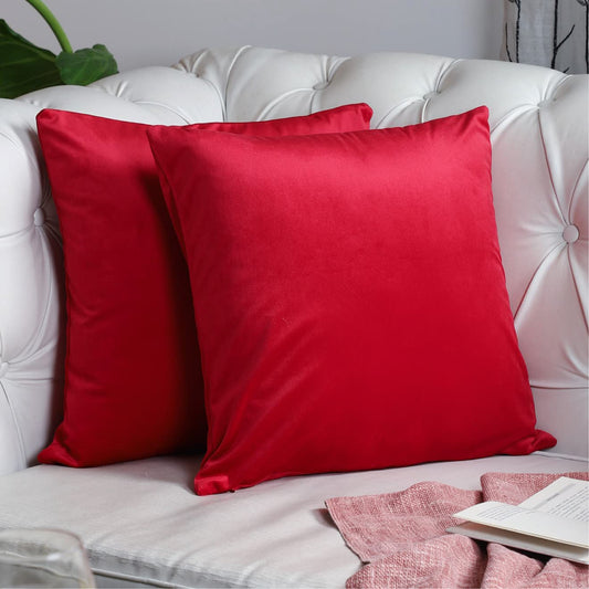 Velvet Throw Pillow Covers - Red
