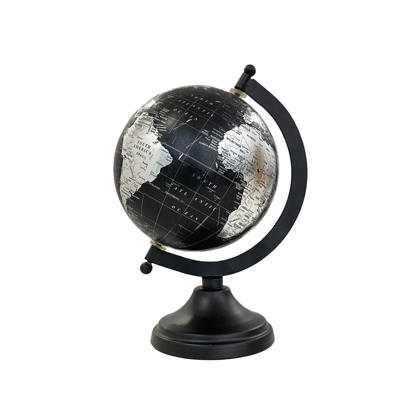 5" World Globe - Metallic Black