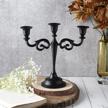 Black 3 Arm Candelabra Candle Holders