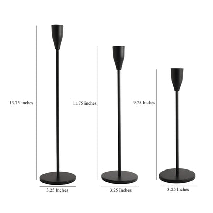 Best Quality Black Matte Set of 3 Candlestick Holders.