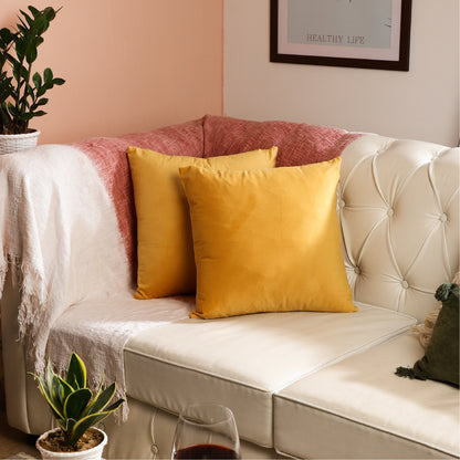 Velvet Throw Pillow Covers - Yellow