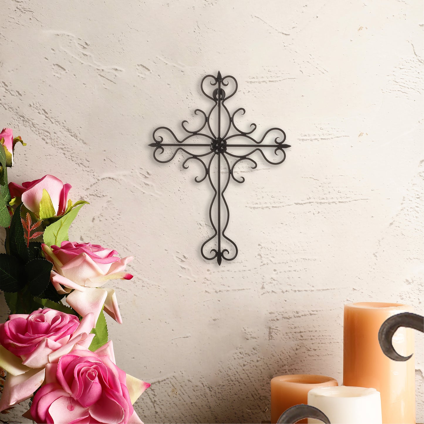 Fleur de lis Metal Wall Cross