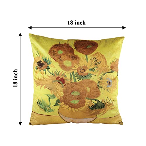 RELY+ Vincent Van Gogh Sunflowers Classic Arts Throw Pillow Case 18× 18 | Set of 2