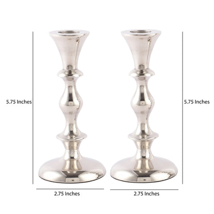 Medium Candle Holder Set of 2 - Silver