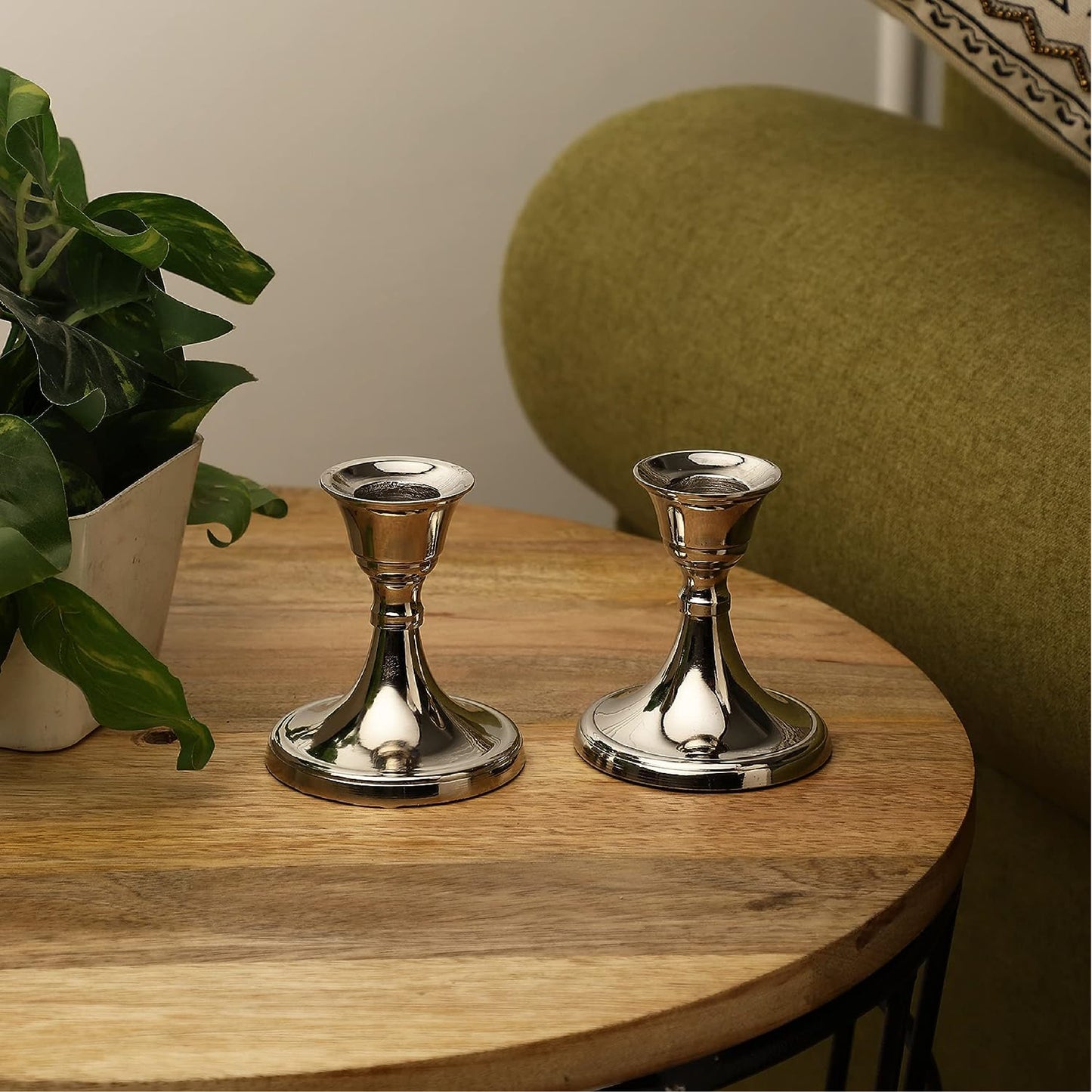 Mini Candle Holder Set of 2 - Silver