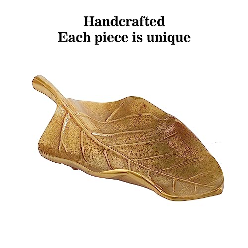 Rely+ Gold Decorative Tray, Leaf Jewelry Tray, Gift for Women small