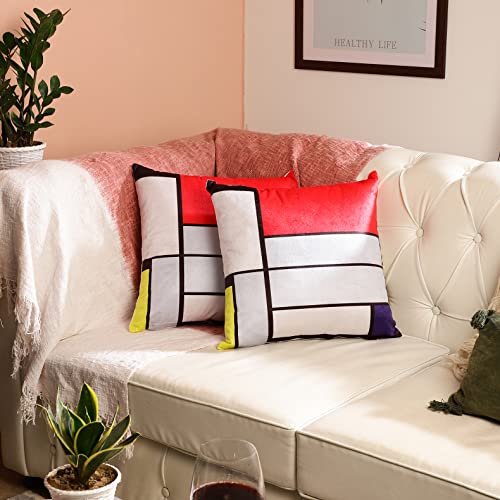 Rely+ Piet Mondrian 18x18 Throw Pillow Covers Set of 2