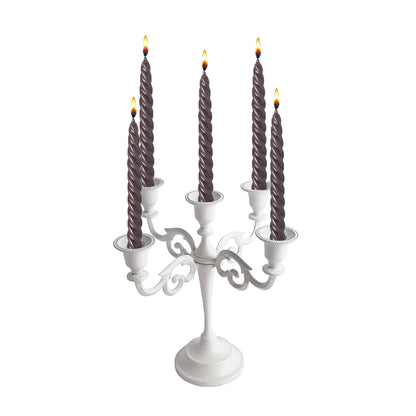 5 Arm White Metal Candelabra Candle Holders for Home Decoration Centerpiece & Gifts