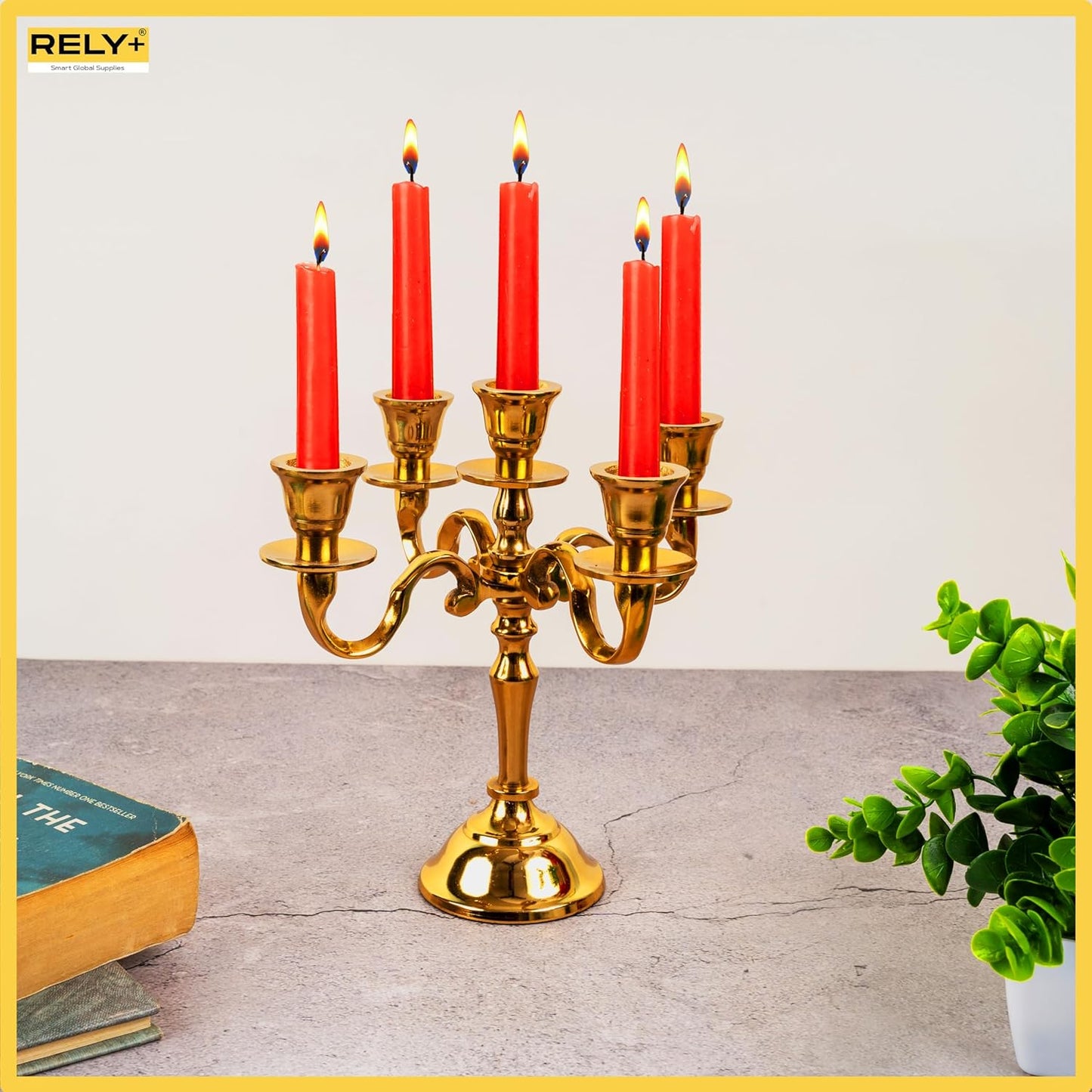 Handcrafted Gold Baby Candelabra on Dining Table