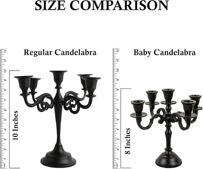 5 Arm Baby Candelabra Black Matte on Dining Table – Elegant Centerpiece for Special Occasions sizes