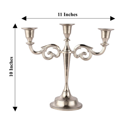 3 Arm Candelabra Candle Holder - Silver