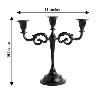 3 Arm Black Glossy Candelabra