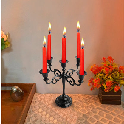 5 Arm Black Metal Candelabra Candle Holders for Home Decoration Centerpiece & Gifts