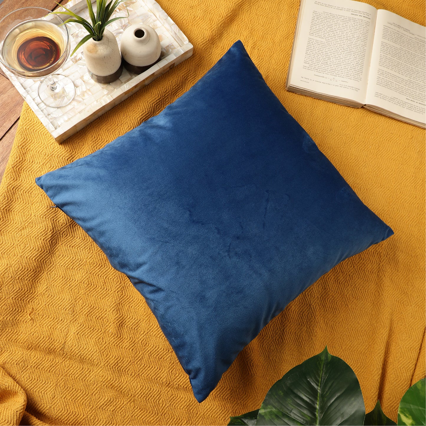 Velvet Throw Pillow Covers - Blue