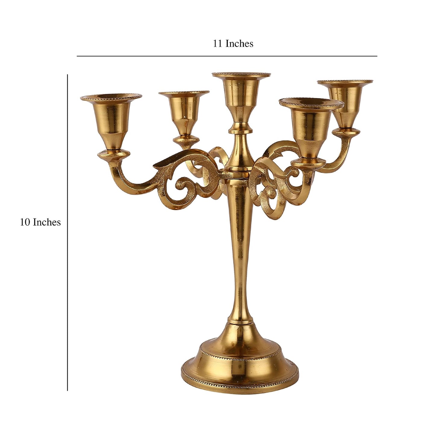 5 Arm Candelabra Candle Holder - Gold