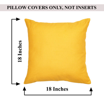 18"x18" Bright yellow cotton throw pillow cover by Rely+ displayed on a modern sofa, showcasing elegant home decor Rely+ Yellow Cotton Pillow Cover for Living Room Decor