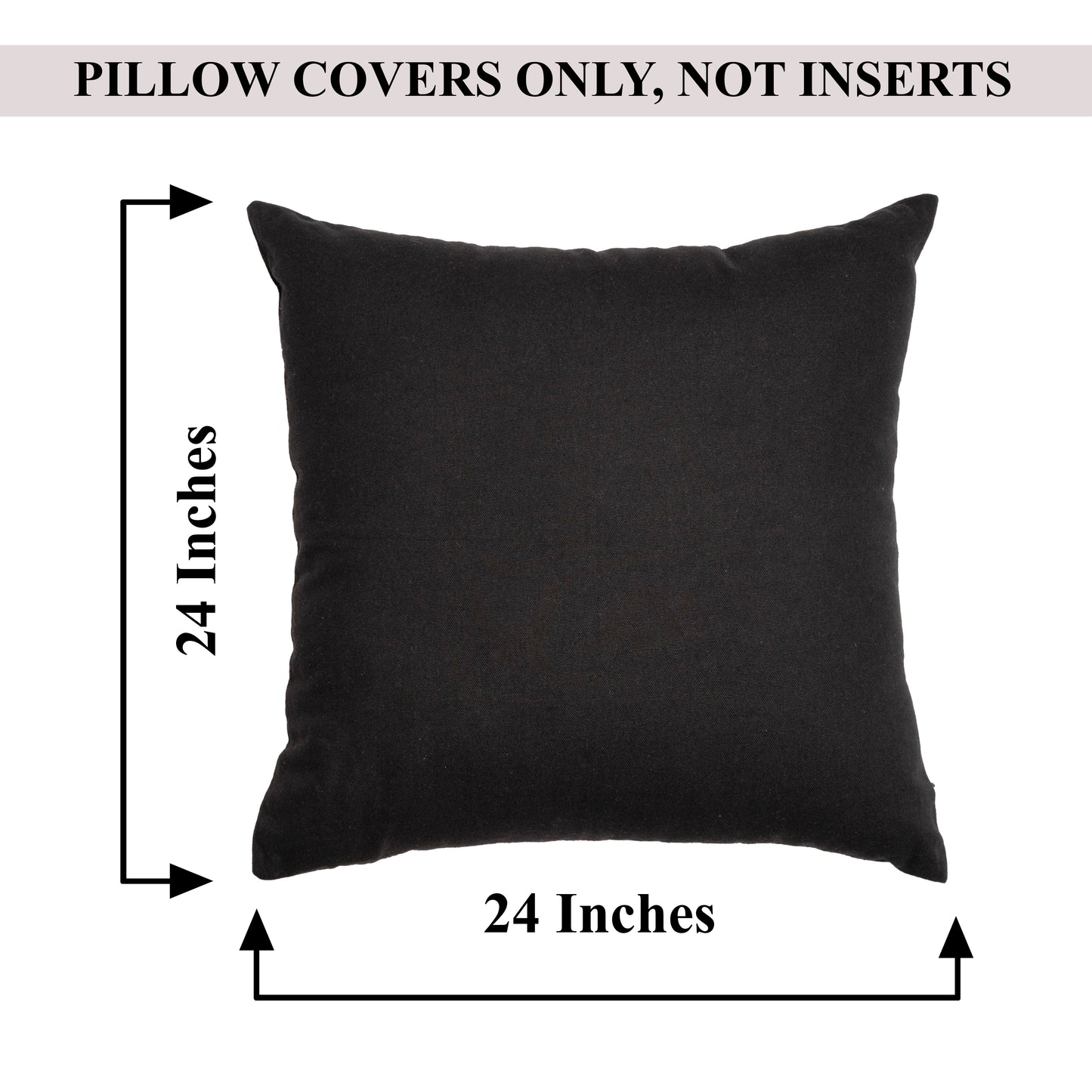 High Quality Black Cotton Pillow Cover for Home Set of 2| 24"X24"