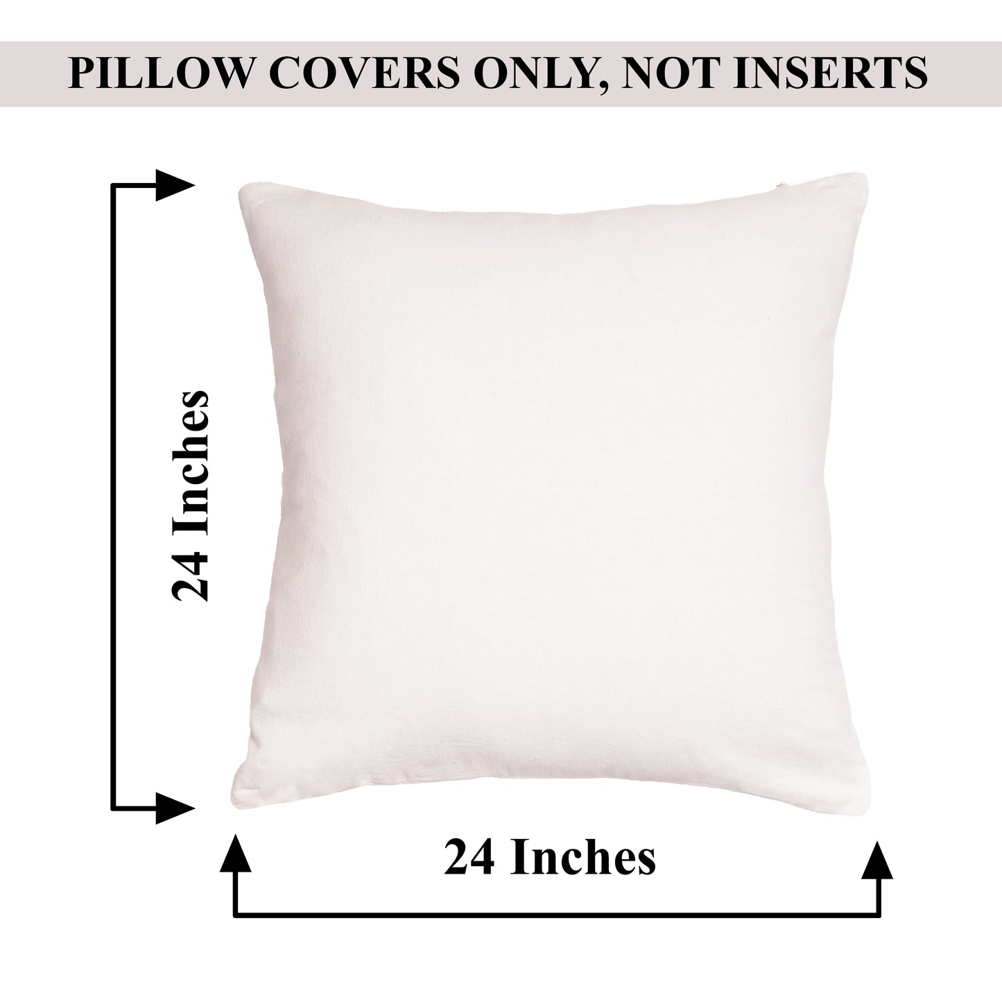 24"x24" white cotton throw pillow cover for living Room, Bedroom, or Patio |  High-Quality, Soft Cotton Material 