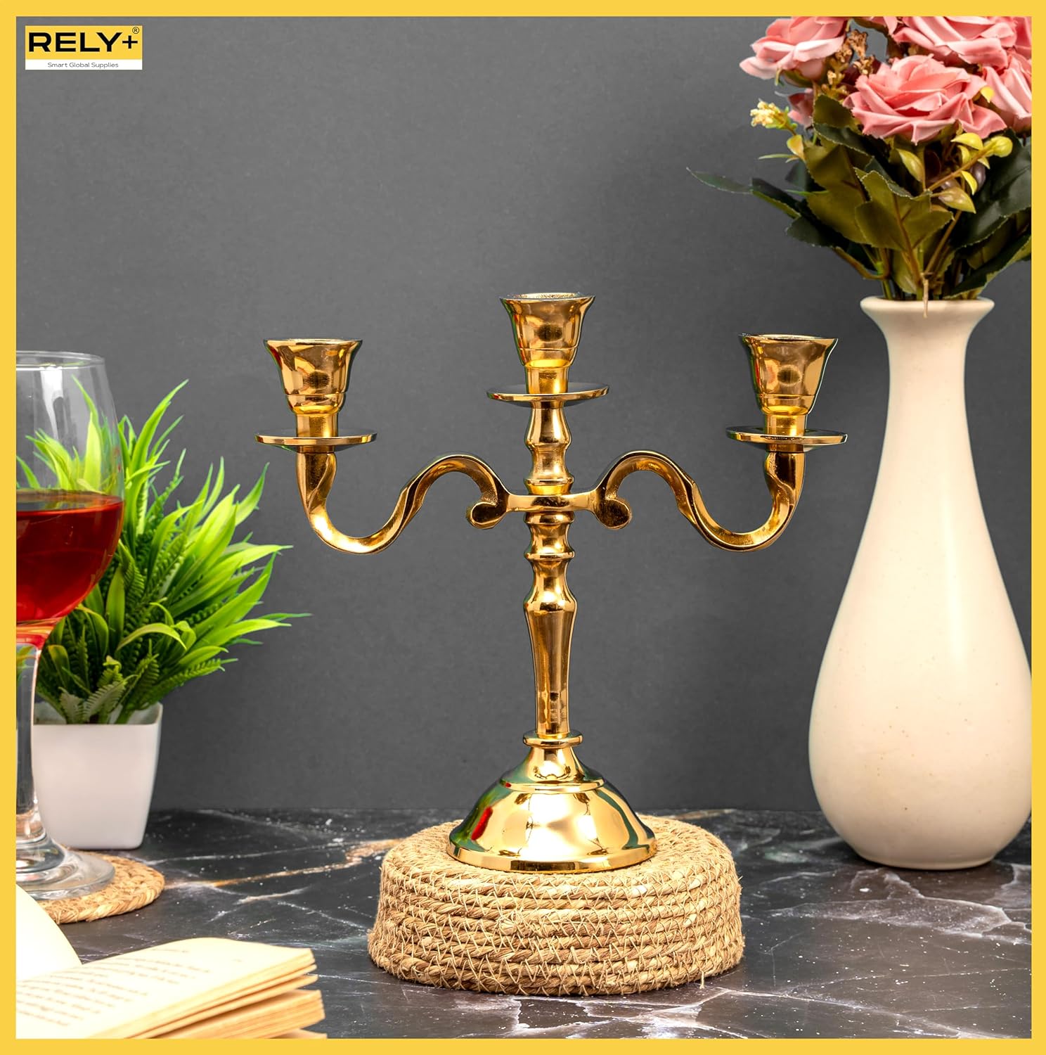 DiscoverTopQuality3ArmMiniGoldCandelabraCandleHolderUniquePieceforroomdecor