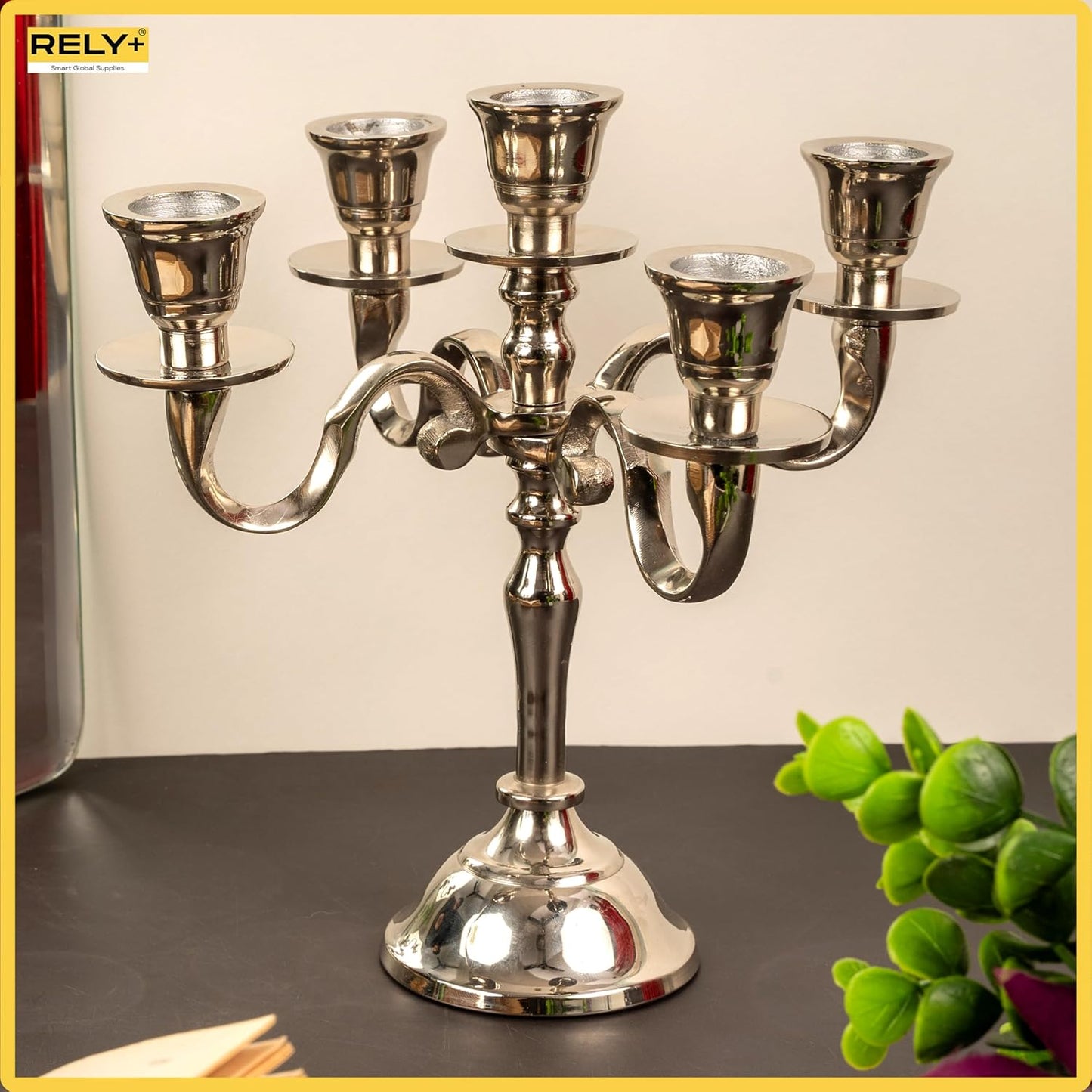 silver glossy Handcrafted Gold Baby Candelabra for home decor 1