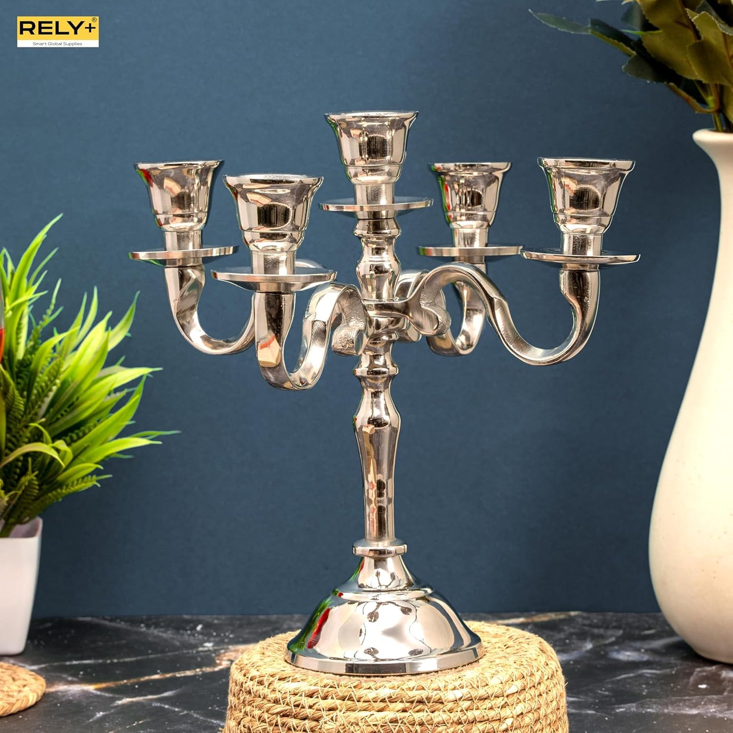 silver Elegant 5 Arm Candelabra for Weddings and Parties