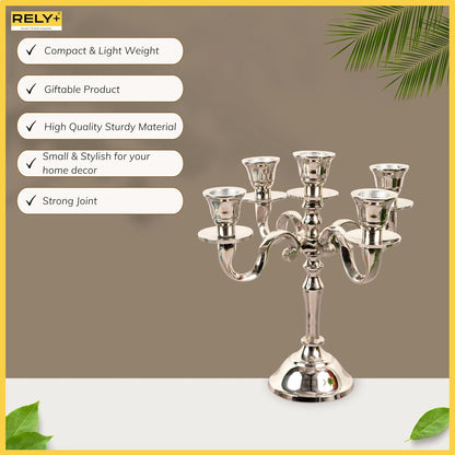 silver glossy High-Quality Gold Candelabra with Mini Taper Candles