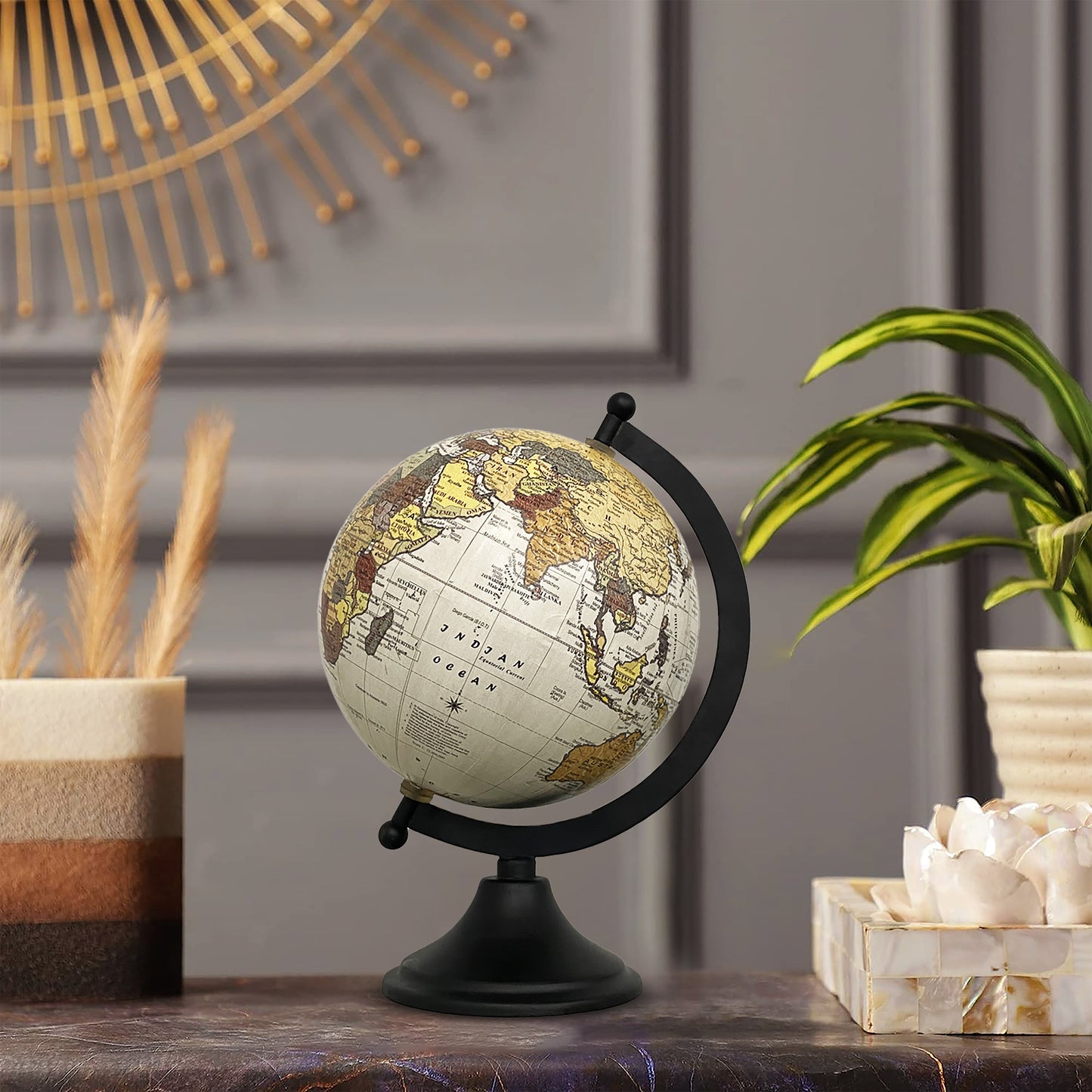 6" World Globe - Light Grey