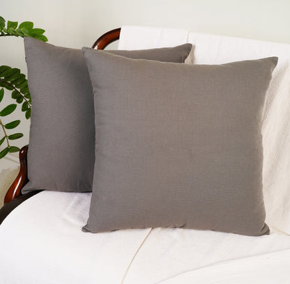 Elegant Cotton Throw Pillow Covers with invisible zipper in gray charcoal