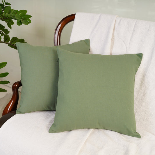 sage green cotton throw pillow covers