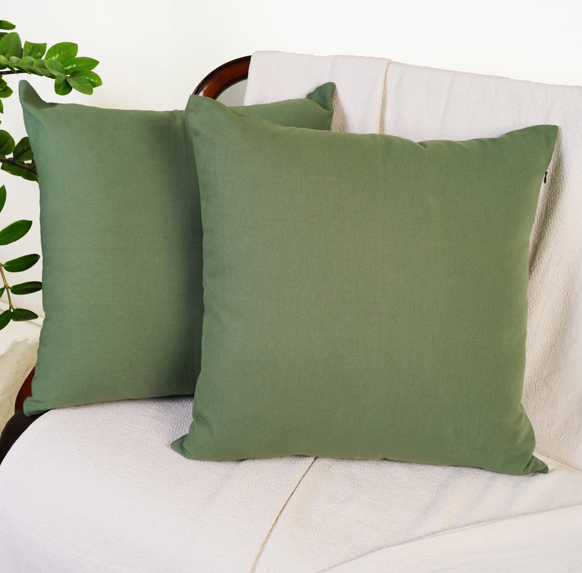 Set of 2 Sage Green Pillow Covers for Home Decor